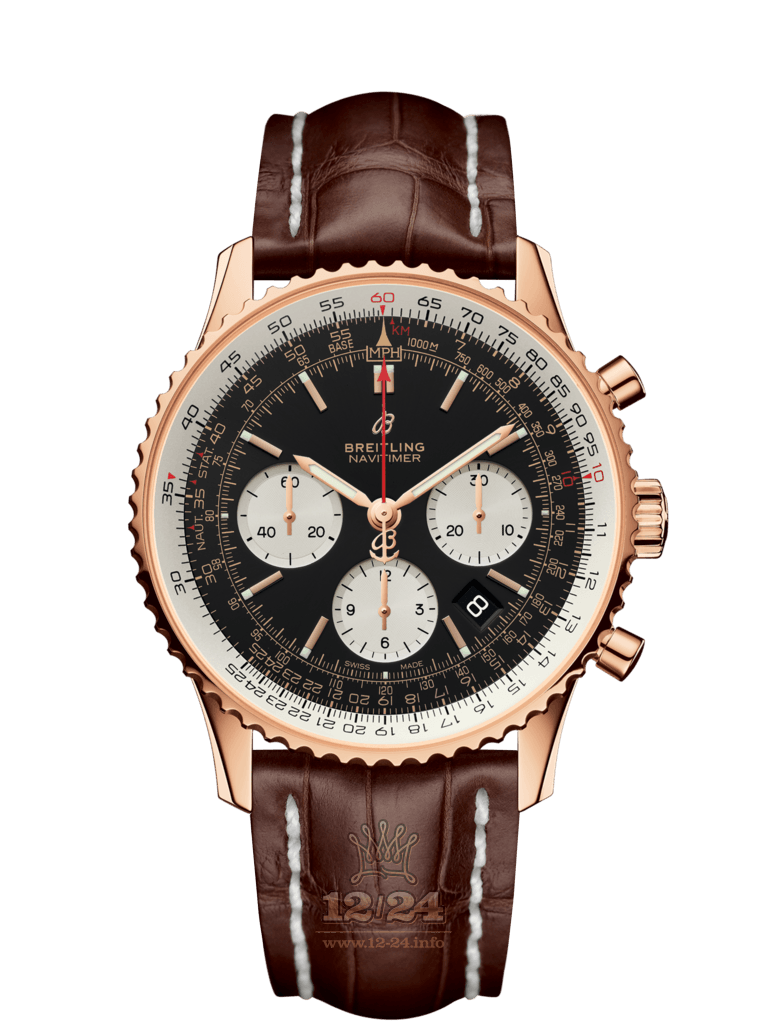 Breitling Navitimer Watch RB0121211B1P1 43 mm Red gold Case Black Dial